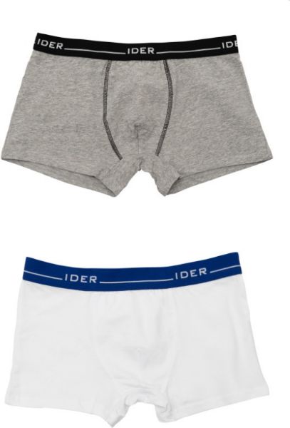 Εικόνα της 2 Τεμάχια αγορίστικα boxer με εξωτερικό λάστιχο 3cm. Λευκό-Γκρι Ανοιχτό.(90% COTTON-10% ELASTAN)