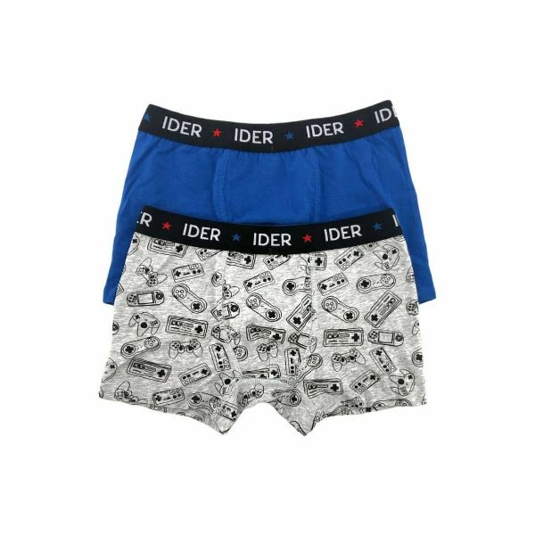 Εικόνα της 2 Pack IDER Παιδικά Boxer για Αγόρι Γκρι/Ρουά Με Κονσόλες Παιχνιδιών.