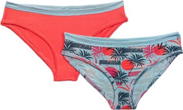 Εικόνα της Δυάδα παιδικό σλιπ bamboo για κορίτσι. Ένα μονόχρωμο κοραλί & ένα με σχέδιο. (95% Bamboo-5% Elastane)