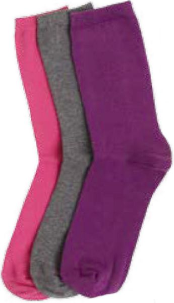 Εικόνα της 3 Ζεύγη παιδικές κοριτσίστικες κάλτσες μονόχρωμες MeWe. Μωβ-Ανθρακί-Φούξια.