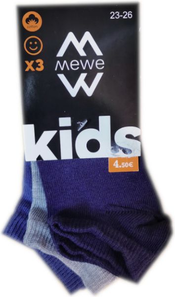 Εικόνα της 3 Pack MeWe παιδικές κοντές κάλτσες μπλε/γκρι/ραφ.