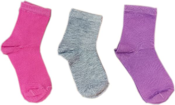 Εικόνα της 3 Ζεύγη παιδικές κάλτσες φούξια/γκρι/μοβ. MeWe.