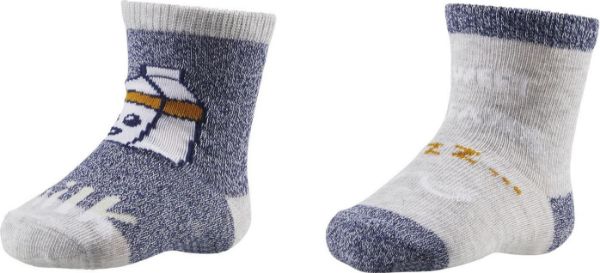 Εικόνα της 2 ΖΕΥΓΗ βρεφικές κάλτσες μπλε/γκρι με σχέδια.(73%Cotton-25%Polyester-2%Elastane)
