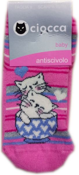 Εικόνα της Ciocca φούξια κοριτσίστικες πετσετέ κάλτσες με πατουσάκια σιλικόνης.
