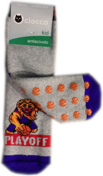 Εικόνα της Ciocca γκρι παιδικές πετσετέ κάλτσες με πατουσάκια σιλικόνης.