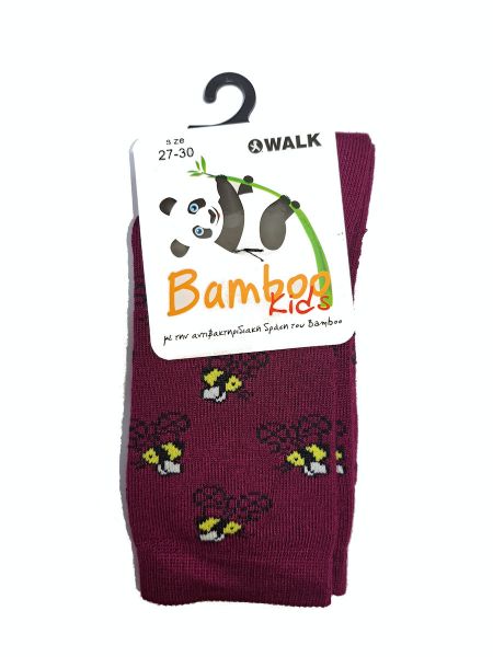 Εικόνα της Walk Bamboo μελιτζανί παιδικές κάλτσες.
