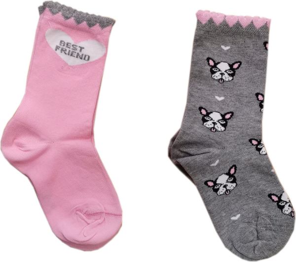 Εικόνα της 2 Ζεύγη Me-We Bambo κοριτσίστικες κάλτσες γκρι/ροζ.