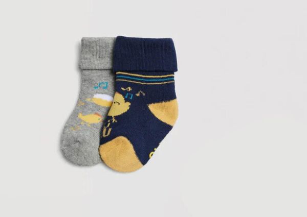 Εικόνα της 2Pack Ysabel Mora Μπλε/Γκρι Σκούρες Πετσετέ Παιδικές Κάλτσες Με Βεντουζάκια Σιλικόνης.