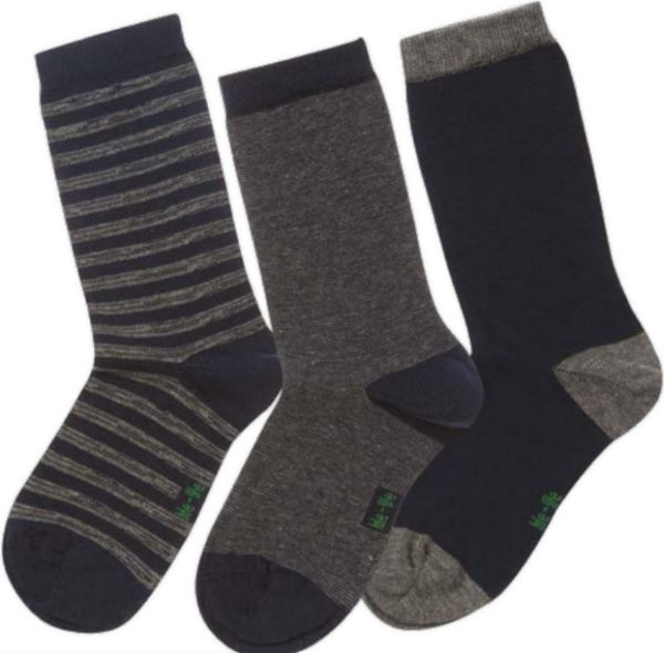 Εικόνα της 3 Ζευγάρια παιδικές αγορίστικες κάλτσες Me-We. Μπλε - Ανθρακί - Ριγέ.