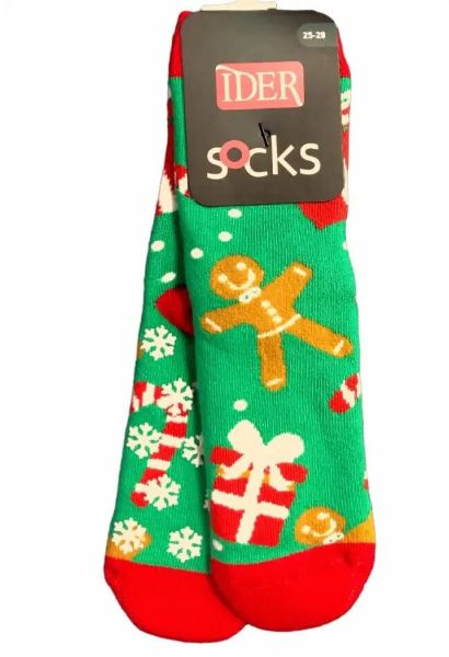 Εικόνα της Ider παιδικές Χριστουγεννιάτικες πράσινες κάλτσες με πατουσάκια σιλικόνης.