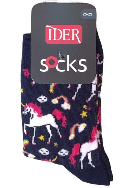 Εικόνα της Ider παιδικές μπλε κάλτσες με μονόκερους.