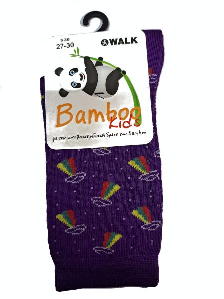 Εικόνα της Walk Bamboo μωβ παιδικές κάλτσες.