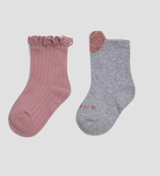 Εικόνα της 2 Pack Ysabel Mora γκρι/σάπιο μήλο παιδικές κάλτσες.