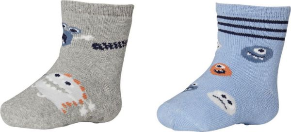 Εικόνα της 2 Ζεύγη Ysabel Mora σιέλ/γκρι πετσετέ κάλτσες με πατουσάκια σιλικόνης.