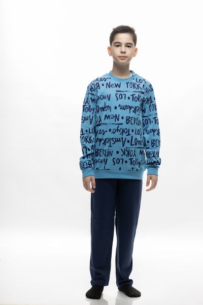 Εικόνα της Galaxy Βαμβακέρες Ραφ/Μπλε Εφηβικές Πιτζάμες.