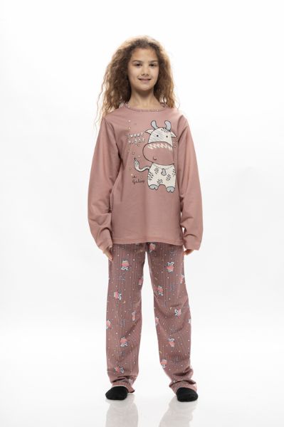 Εικόνα της Galaxy Παιδική Πιτζάμα Βαμβακερή Ροζ 126-24
