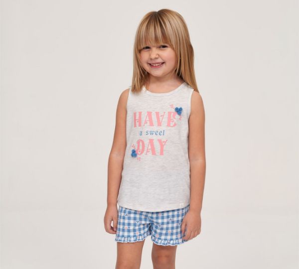 Εικόνα της Muydemi Βαμβακερή Γκρι/Σιέλ Παιδική Πιτζάμα.