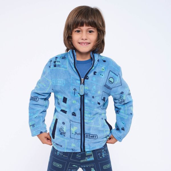 Εικόνα της Muydemi Γαλάζιο Εμπριμέ Παιδικό Ρομπάκι Με Φερμουάρ.