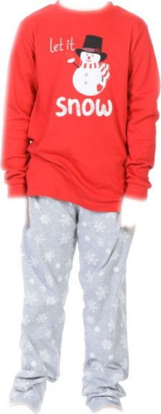 Εικόνα της Mei "Let it Snow" παιδική πιτζάμα κόκκινη/γκρι.