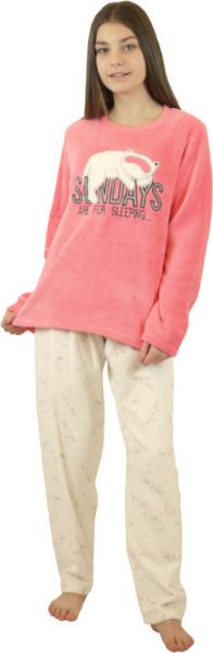 Εικόνα της Galaxy Φλις παιδική κοριτσίστικη πιτζάμα κοραλί.
