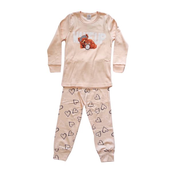 Εικόνα της Pretty Baby Παιδική Πιτζάμα Βαμβακερή Ροδακινί 64883