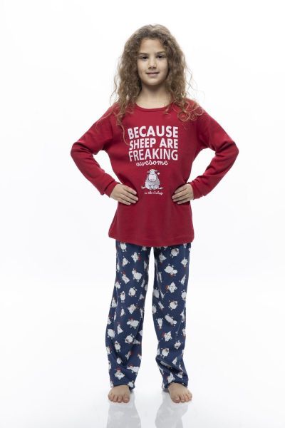 Εικόνα της Galaxy Παιδική Πιτζάμα Χειμωνιάτικη Βαμβακερή Κόκκινη 123-23