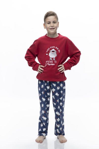 Εικόνα της Galaxy Παιδική Πιτζάμα Χειμωνιάτικη Βαμβακερή Κόκκινη 133-23