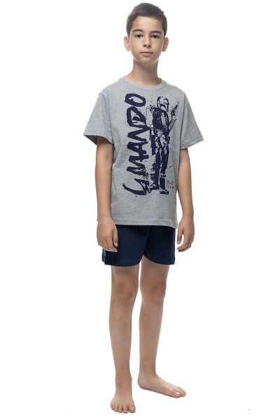 Εικόνα της Galaxy Παιδική Πιτζάμα Καλοκαιρινή Βαμβακερή Γκρι 322-24