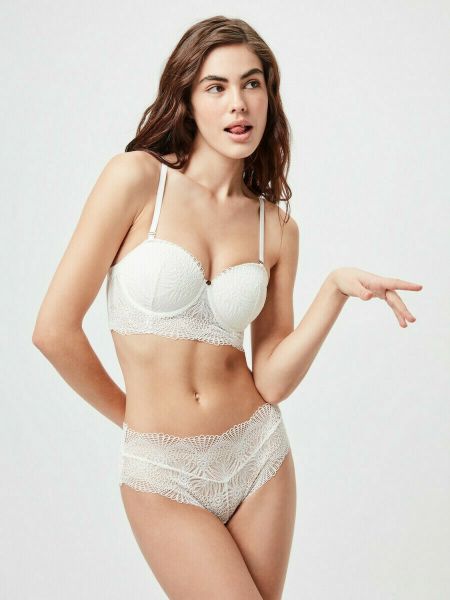 Εικόνα της Gisela Δαντελένιο Σετ Εσωρούχων Σουτιέν με Slip Λευκό 3/0334
