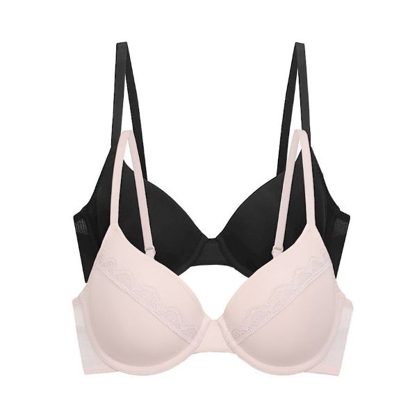 Εικόνα της 2Pack Dorina Jana Σουτιέν Nude/Μαύρο Με Μπανέλες & Ελαφριά Επένδυση.