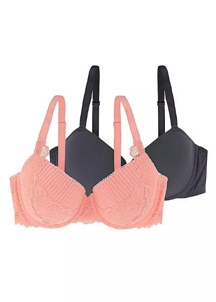 Εικόνα της Dorina 2 Pack Karly Κοραλί/Ανθρακί Σουτιέν Με Μπανέλα & Ελαφριά Επένδυση.