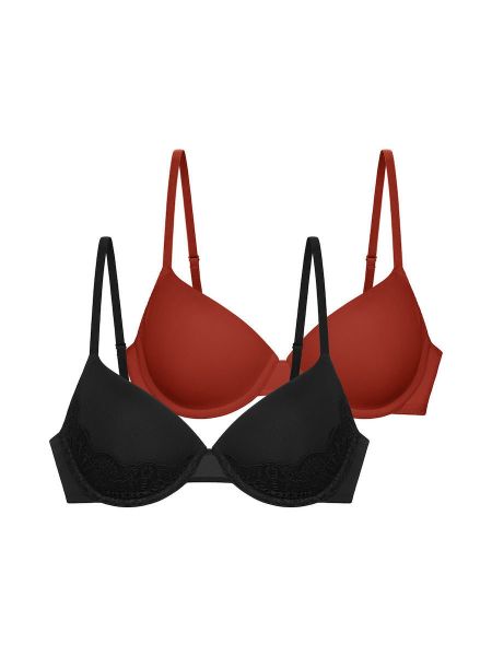 Εικόνα της 2Pack Dorina Lorena Bra Μαύρο/Κεραμιδί Με Μπανέλες & Ελαφριά Επένδυση.