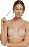 Εικόνα της Γυναικείο σουτιέν strapless μπεζ με ανάγλυφο σχέδιο. Διαθέτει μπανέλα και ελαφριά επένδυση. Περιέχει και μπεζ ράντες.