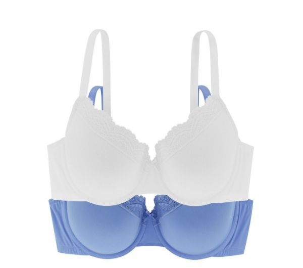 Εικόνα της 2 Pack Dorina Georgie Λευκό/Λιλά Σουτιέν Με Μπανέλα.