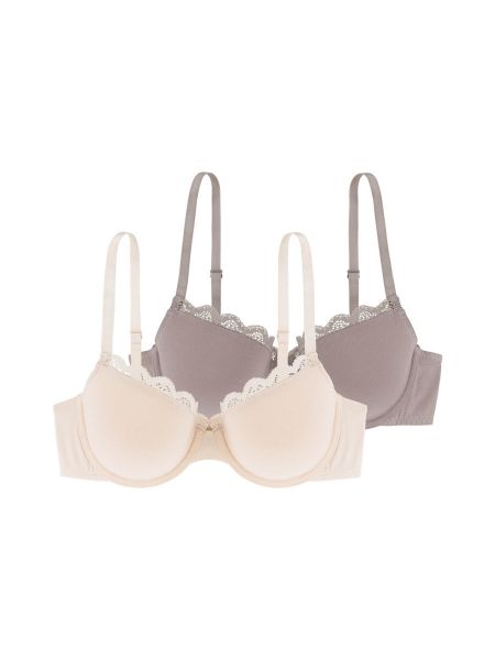 Εικόνα της 2 PACK DORINA CALI LIGHT PADDED DEMI 3/4 CUP, WITH WIRE IVORY/BEIGE.