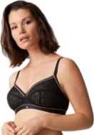 Εικόνα της Bestform μαύρο σουτιέν με δαντέλα και κοραλί ρέλι. Χωρίς μπανέλα, χωρίς επένδυση.