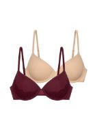 Εικόνα της 2Pack Dorina Lorena Bra Μπορντό/Μπεζ Με Μπανέλες & Ελαφριά Επένδυση.