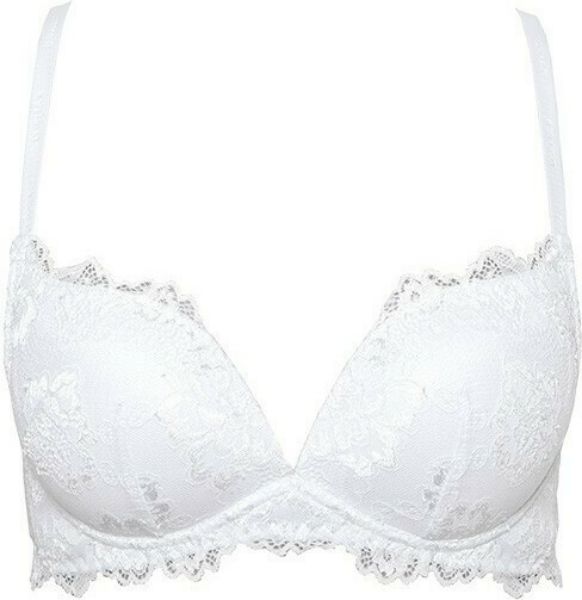 Εικόνα της Lormar Λευκό σουτιέν χωρίς μπανέλα, με ενίσχυση και δαντέλα. Ρυθμιζόμενες ράντες.