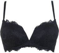 Εικόνα της Lormar Μαύρο σουτιέν χωρίς μπανέλα, με ενίσχυση και δαντέλα. Ρυθμιζόμενες ράντες.