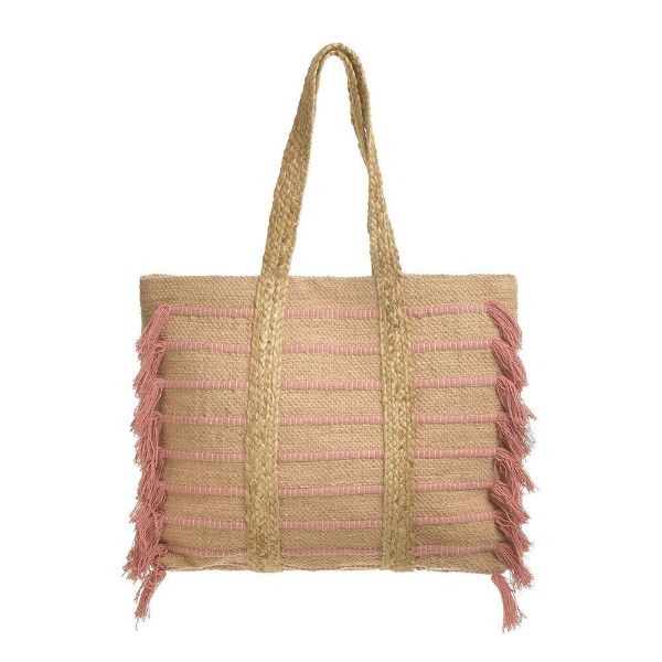 Εικόνα της BLE ΤΣΑΝΤΑ ΑΠΟ ΓΙΟΥΤΑ ΡΟΖ/ΦΟΥΞ 50x40 (70%COTTON 30%JUTE)