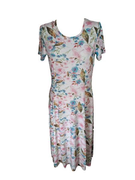 Εικόνα της Galaxy Viscose Εκρού Εμπριμέ Φόρεμα Με Κοντό Μανίκι.