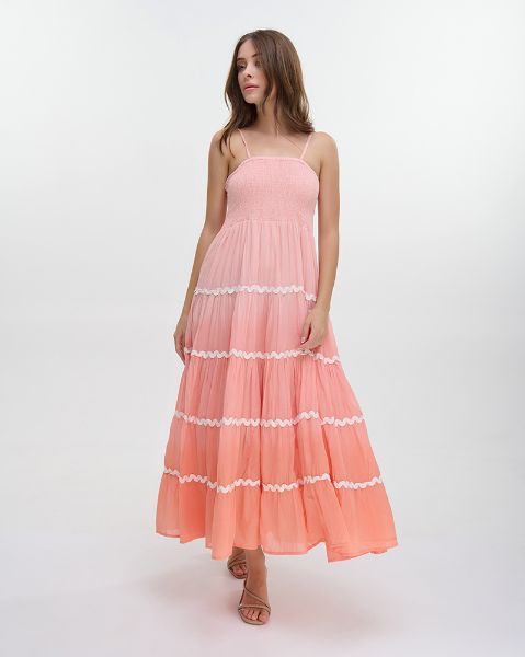 Εικόνα της Ble Resort Collection Αμάνικο Μακρύ Φόρεμα Ροδακινί.