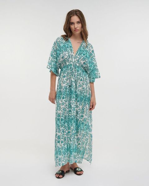 Εικόνα της Ble Resort Collection Τιρκουάζ Μακρύ Φόρεμα Με Lurex.