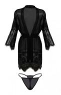 Εικόνα της Dkaren μαύρη see through ρόμπα με δαντέλα & string.