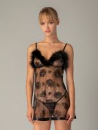 Εικόνα της Plus Size Milena by Paris  Μαύρο Σέξι Νυχτικάκι με Ασορτί String.