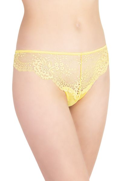 Εικόνα της Elite string κίτρινο με δαντέλα και φιόγκο πίσω.