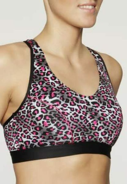 Εικόνα της Mariemeili μαύρο/γκρι/φούξια λεοπάρ  αθλητικό μπουστάκι.