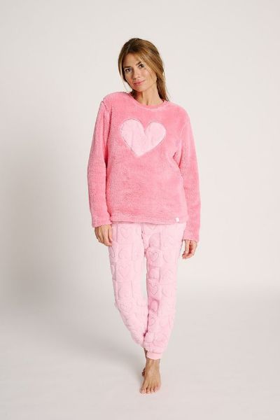 Εικόνα της Muydemi Ροζ Fleece Χνουδωτή Γυναικεία Πιτζάμα.