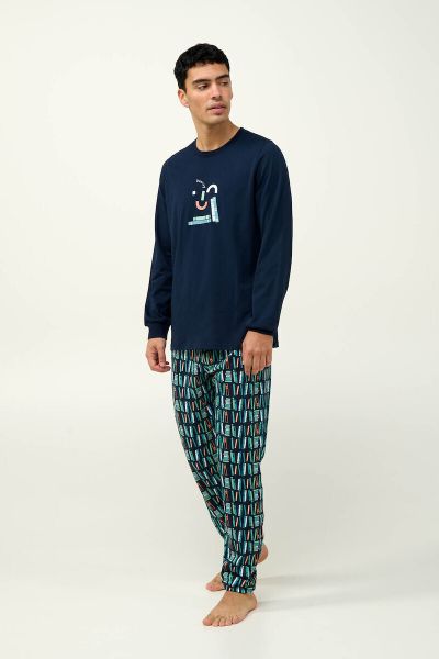 Εικόνα της Vamp Χειμερινή Ανδρική Πιτζάμα Βαμβακερή Blue 23661