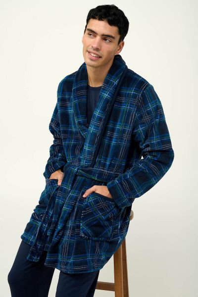 Εικόνα της Vamp Χειμερινή Καρό Ανδρική Ρόμπα Καρό 23790